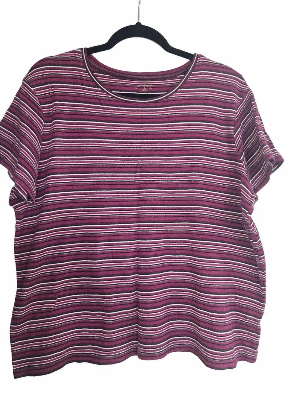 Vintage White Stag Plum Combo Striped Short Sleeve Top